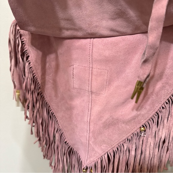 Pioneer Wear Pink Suede Fringe Poncho Western Vintage - Picture 8 of 9